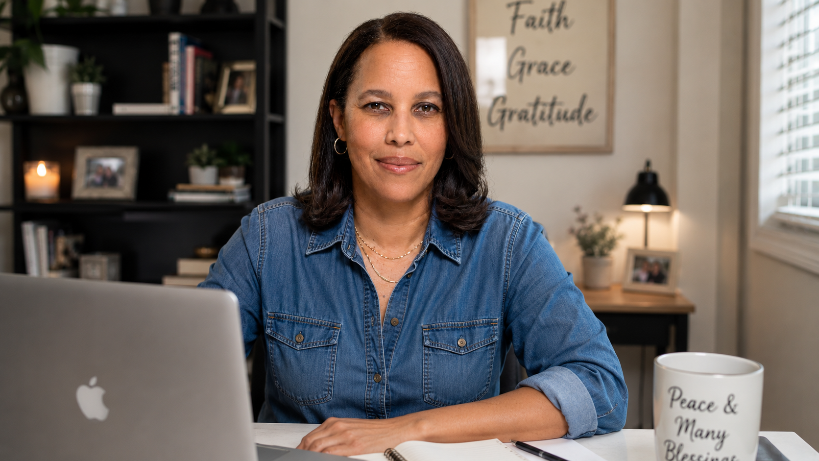 Ivie at her desk ready for your AI consultation session